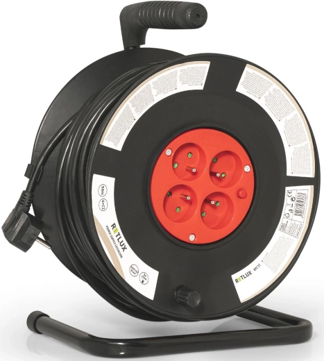 Rallonge électrique sur enrouleur Retlux RPC 51, 50 m, 4 prises