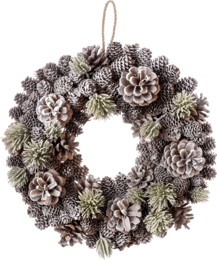 Winter Pine Cone Wreath SNOW 35 cm
