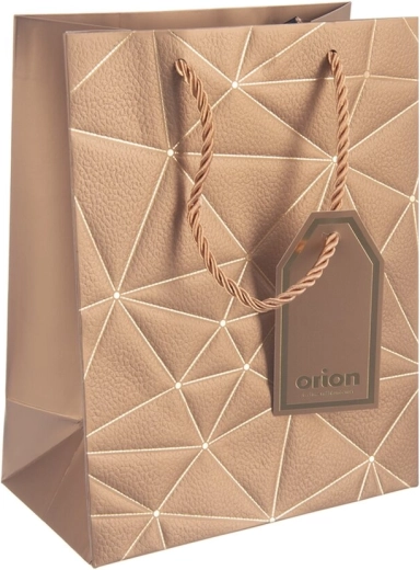 Sac cadeau en papier avec motif de grille doré 18 × 10 × 23 cm