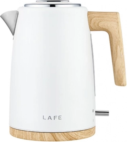 Bouilloire électrique LAFE Scandi Pro blanche avec détails en bois