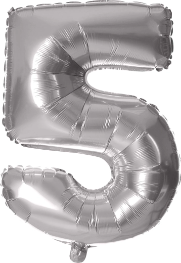 Foil Balloon Number 5, 30 cm, Silver TORO