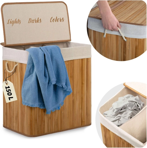 Three compartments for quick laundry sorting