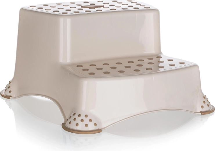 Rutschfester zweistufiger Hocker creme 40 × 37 × 21 cm