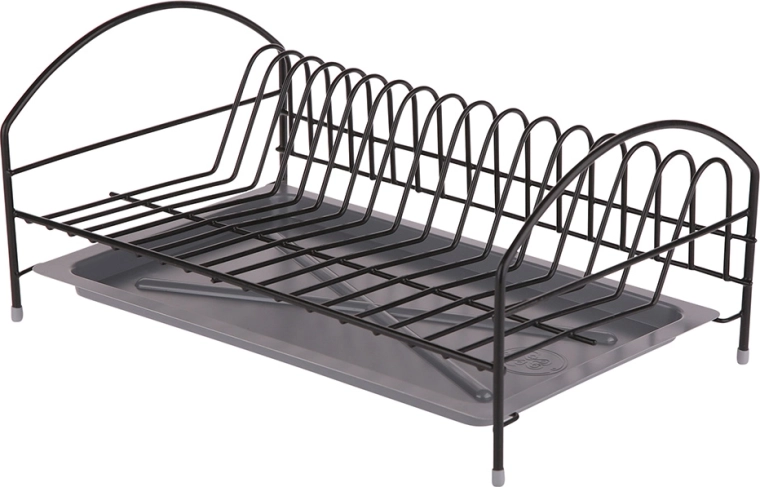 Etagère-afdruiprek voor servies 40 cm met afdruipbak, zwart
