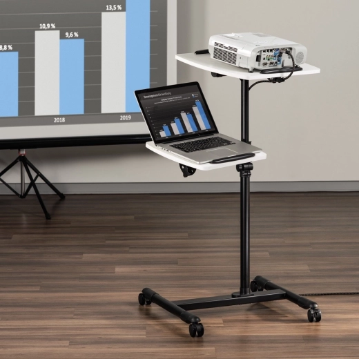 Two adjustable platforms for a projector and a laptop