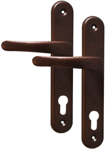 MICHAELA Door Hardware, handle with 90 mm key cylinder, copper finish