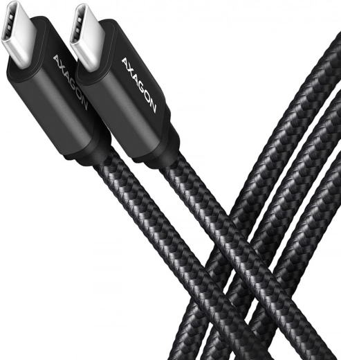 Câble USB‑C – USB‑C 3.2 Gen 1, 1 m, PD 60 W (3 A), aluminium, tressé, noir – AXAGON