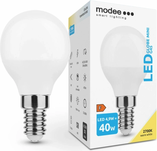 Modee Smart Lighting LED-Glühbirne Globe Mini G45 4,9 W E14, 470 lm, warmweiß