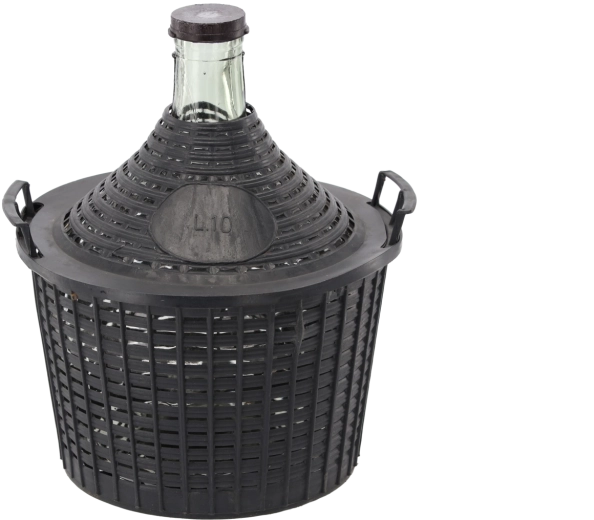 Glass demijohn with protective basket 10 L