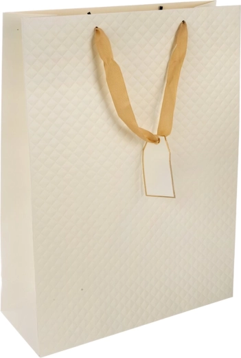 Sac cadeau en papier quilt beige 30 × 12 × 41,5 cm