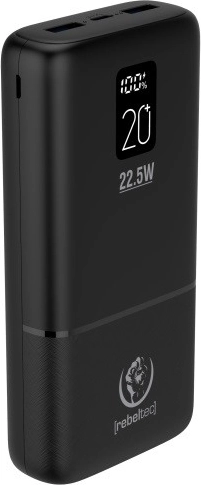 Powerbank Rebeltec P20 mit LCD, 20000 mAh, PD 22,5 W