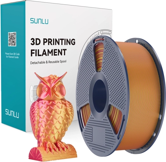 Sunlu PLA+ Silk tweekleurig filament voor 3D-printen (rood/goud)