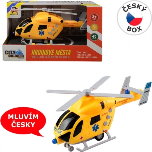 MaDe rescue helicopter with flywheel, light and sound, 20 cm