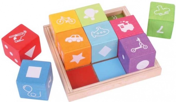 Bigjigs cubes d’images en bois ABC avec plateau