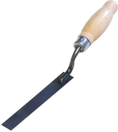 Modellepel van staal 140 × 20 mm met gelakte houten handgreep