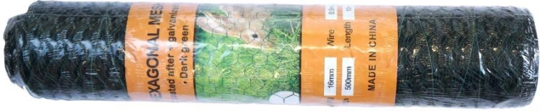 Galvanized rabbit wire mesh 500 mm, 16 mm mesh, 0.9 mm wire, 10 m