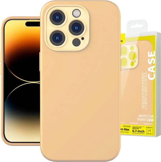 Baseus Liquid Silica Gel hoesje voor iPhone 14 Pro Max + gehard glas en reinigingsset – Sunglow