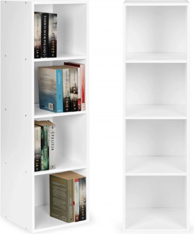 Bibliothèque moderne armoire blanche 4 étagères loft