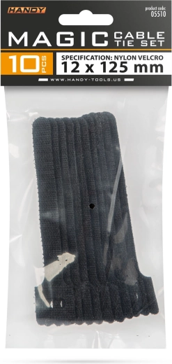 Attaches-câbles textiles avec fermeture auto-agrippante - 10 pièces