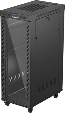 Lanberg FF01 Stand-Rackschrank 19" 32U 600 × 1000, Glastür, LCD, schwarz (Flatpack)