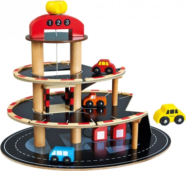 Bino Wooden Garage with Elevator and Cars