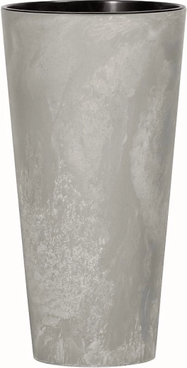 Cache-pot Tubus Slim effet béton avec insert 15 cm gris
