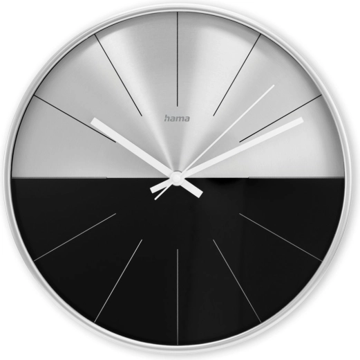 Wandklok HAMA Sicily 30 cm, zilver‑zwart, stille werking