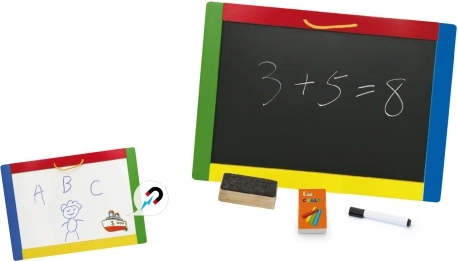 Wooden Double-Sided Magnetic Board 42 × 30 cm with Chalk and Marker