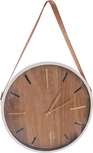 Beige wandklok van hout en metaal 38 cm