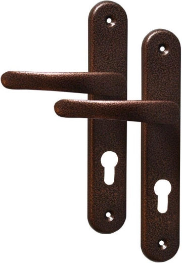 Door hardware MICHAELA, handle with key, backset 72, copper finish