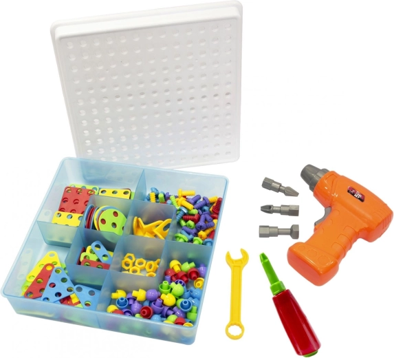 Case with building lid and compartments