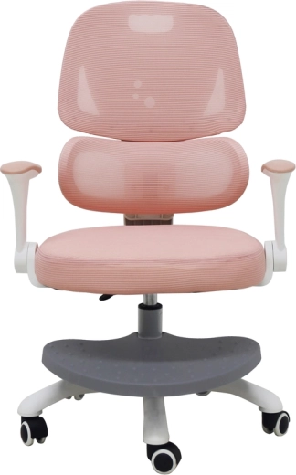 Ergonomischer drehbarer Kinderschreibtischstuhl mit Fußstütze – rosa