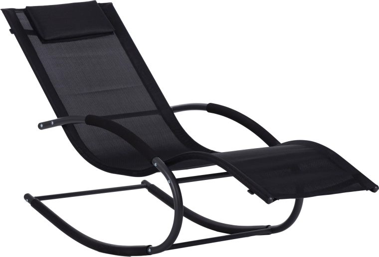 Transat de jardin à bascule MultiGarden zero gravity avec appuie-tête – noir