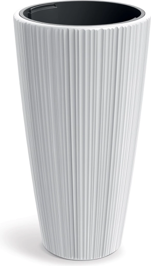 ORO Flower Pot 39 cm white with vertical grooves