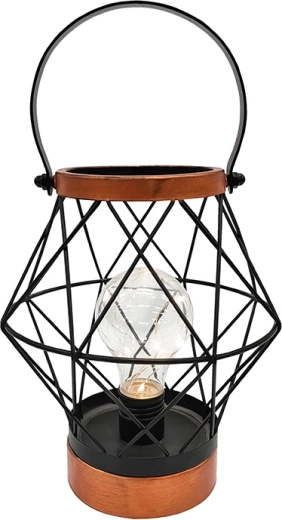 Solight dekorative Metalllaterne mit Micro-LED-„Glühbirne“, warmweiß, 20 cm