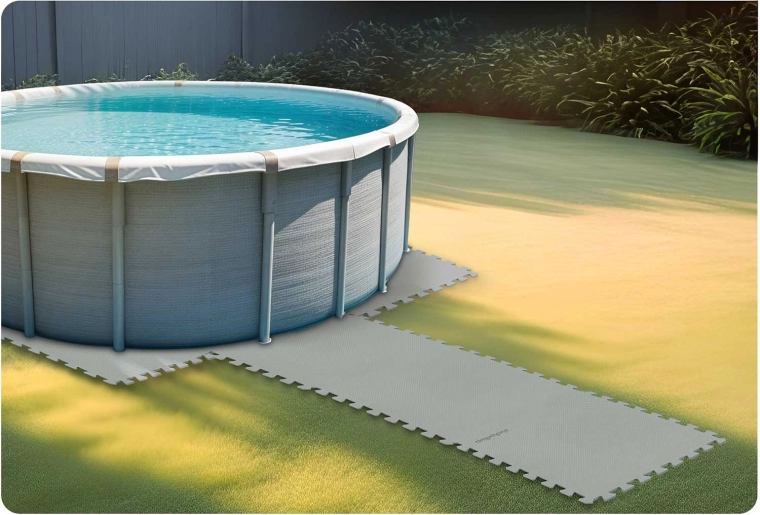 Protects the pool bottom and keeps the area cleaner