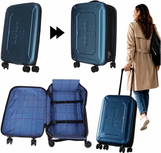 Opvouwbare reiskoffer op wieltjes 45 l, blauw