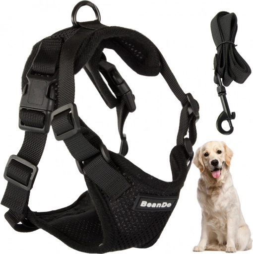Druckfreies Hundegeschirr mit Griff, verstellbar, schwarz, XL
