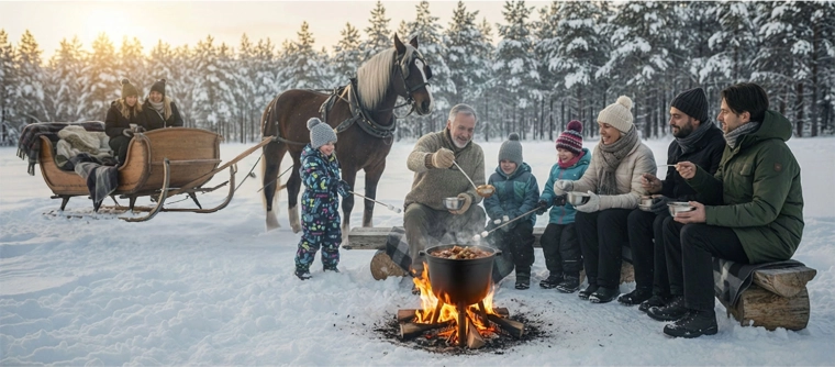 Kochen für die Gruppe, auch im Winter