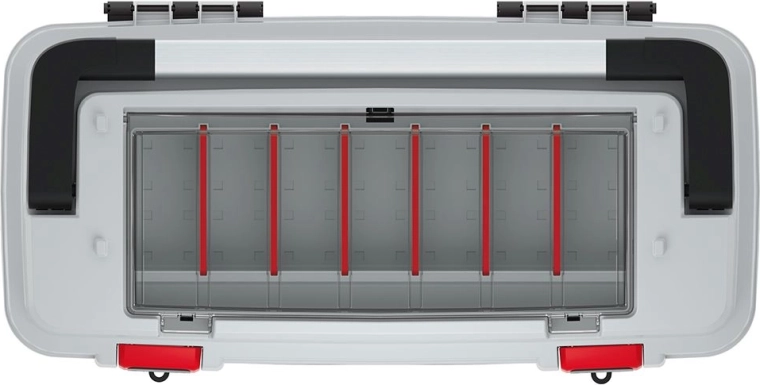 Clear top compartment with adjustable dividers