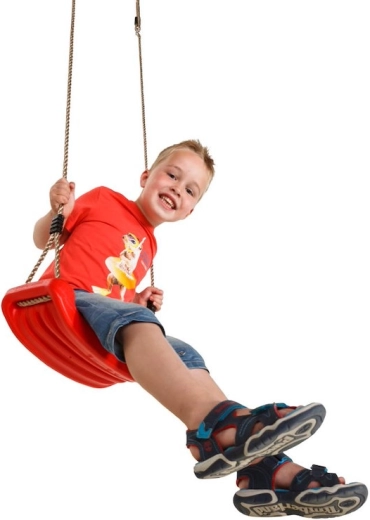 Red plastic swing seat