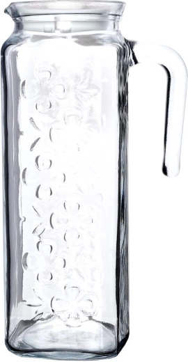 Thick clear glass with decorative relief pattern
