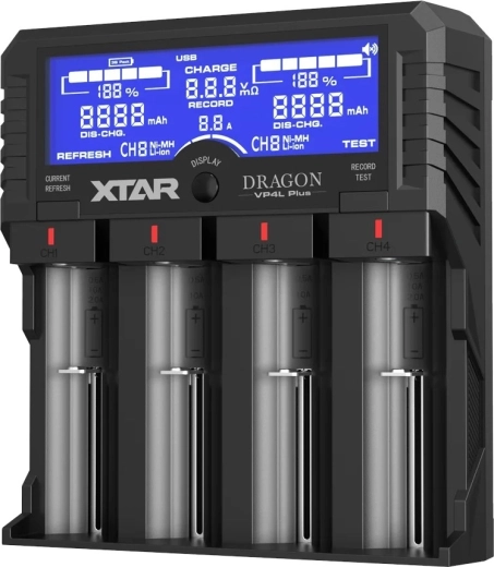 XTAR Dragon VP4L Plus Ladegerät für Li-ion- und Ni-MH-Akkus