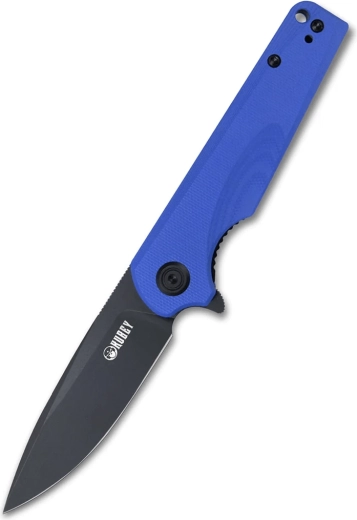 Kubey Wolverine KU233F zakmes 7,4 cm, Dark Stonewash, blauw G10 met clip