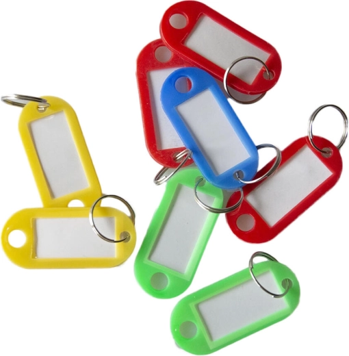 Plastic sleutellabel met ring 5 cm, kleurenmix (50 stuks)