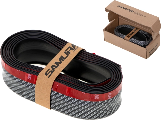 Universal rubber bumper spoiler with carbon pattern 2.5 m – Black