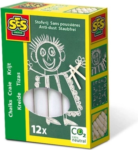 SES stofvrij wit krijt 12 stuks