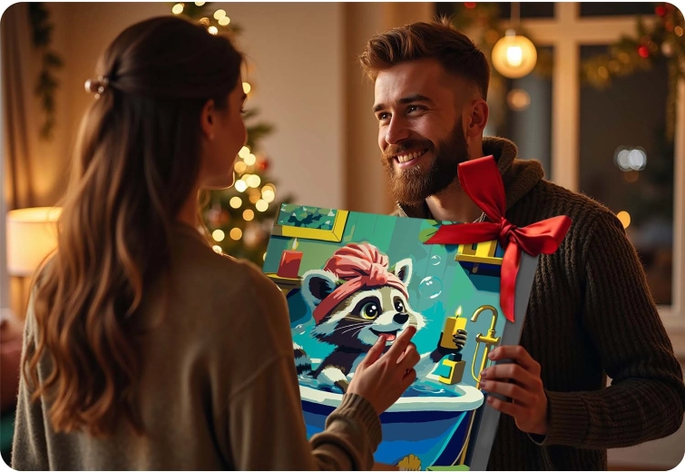 A finished painting as decor and a gift