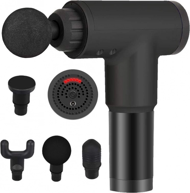 Pistolet de massage pour massage musculaire profond, 6 vitesses et 4 embouts