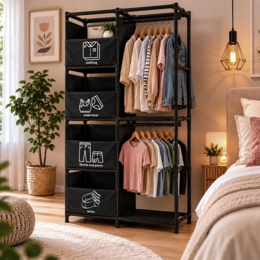 Space for hanging clothes without unnecessary creases